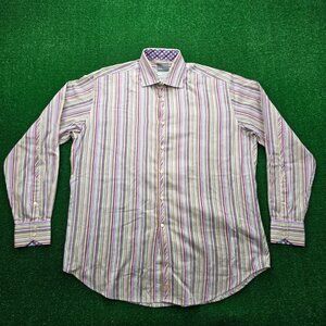 Thomas‎ Dean Shirt Mens XL/2XL Multicolor Striped Button Up Long Sleeve Preppy